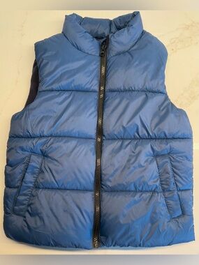 Old Navy Boys Blue Puffer Vest Fleece Lined Size 6-7 S